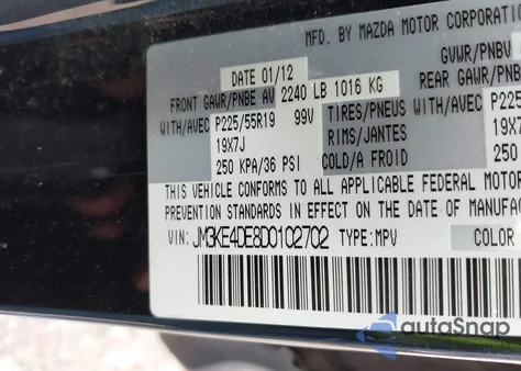 2013 Mazda Cx-5 Grand Touring z USA, uszkodzony, nr VIN JM3KE4DE8D0102702